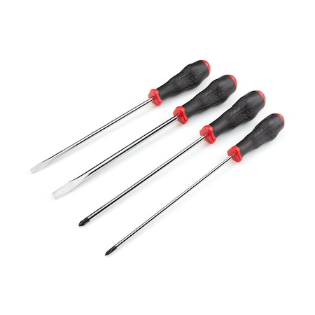 High-Torque Chrome Blade Screwdriver Set, 4-Piece (#1-#2, 1/4-5/16 In.)